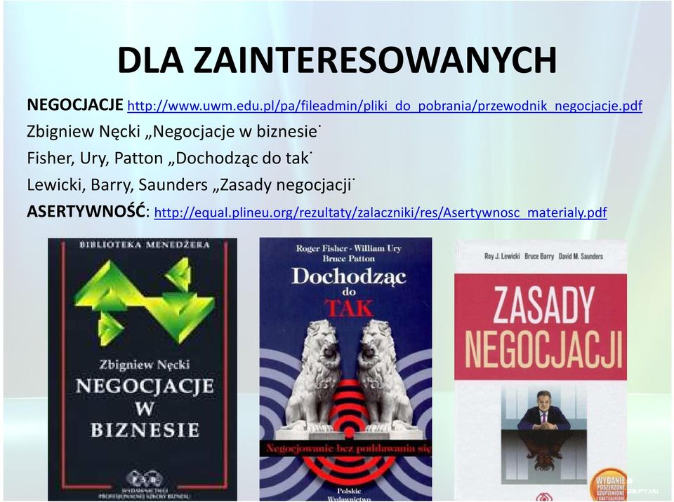 pdf Zbigniew Nęcki Negocjacje w biznesie Fisher, Ury, Patton Dochodząc do tak