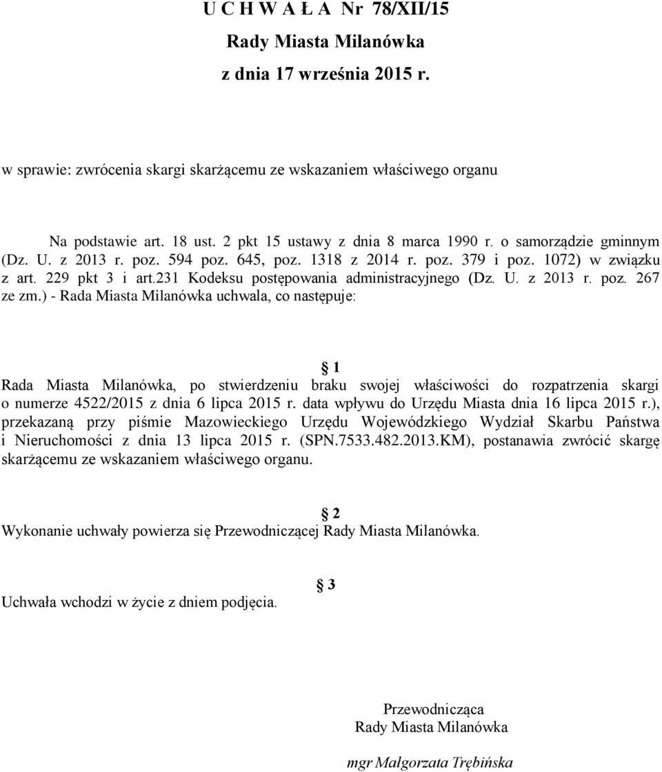 231 Kodeksu postępowania administracyjnego (Dz. U. z 2013 r. poz. 267 ze zm.