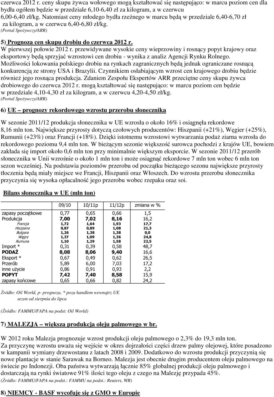 W pierwszej połowie 2012 r. przewidywane wysokie ceny wieprzowiny i rosnący popyt krajowy oraz eksportowy będą sprzyjać wzrostowi cen drobiu - wynika z analiz Agencji Rynku Rolnego.