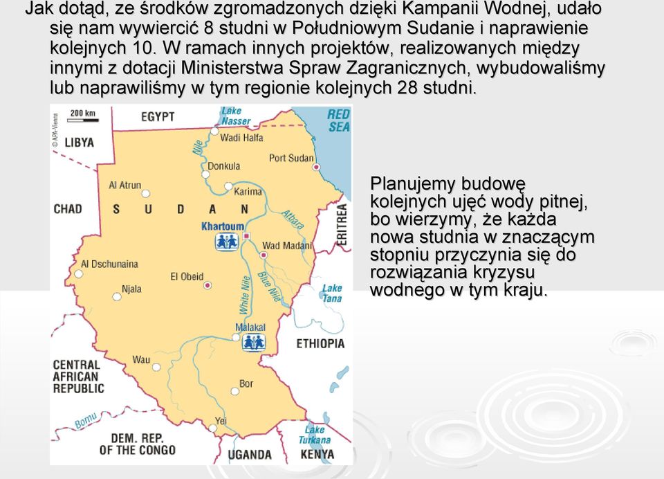 W ramach innych projektów, realizowanych między innymi z dotacji Ministerstwa Spraw Zagranicznych, wybudowaliśmy lub