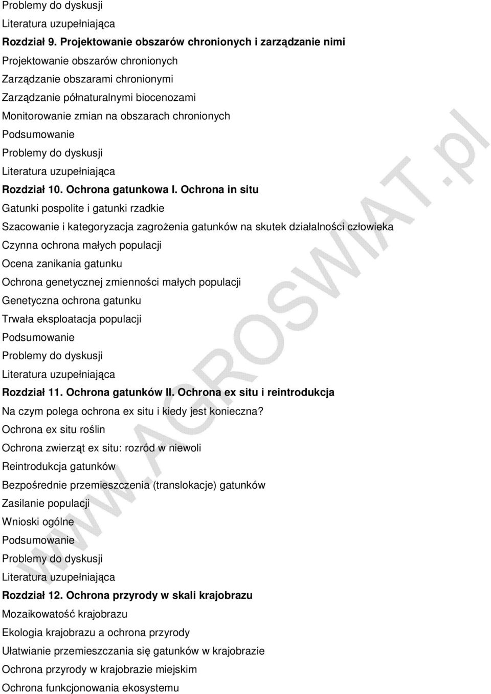 chronionych Rozdział 10. Ochrona gatunkowa I.