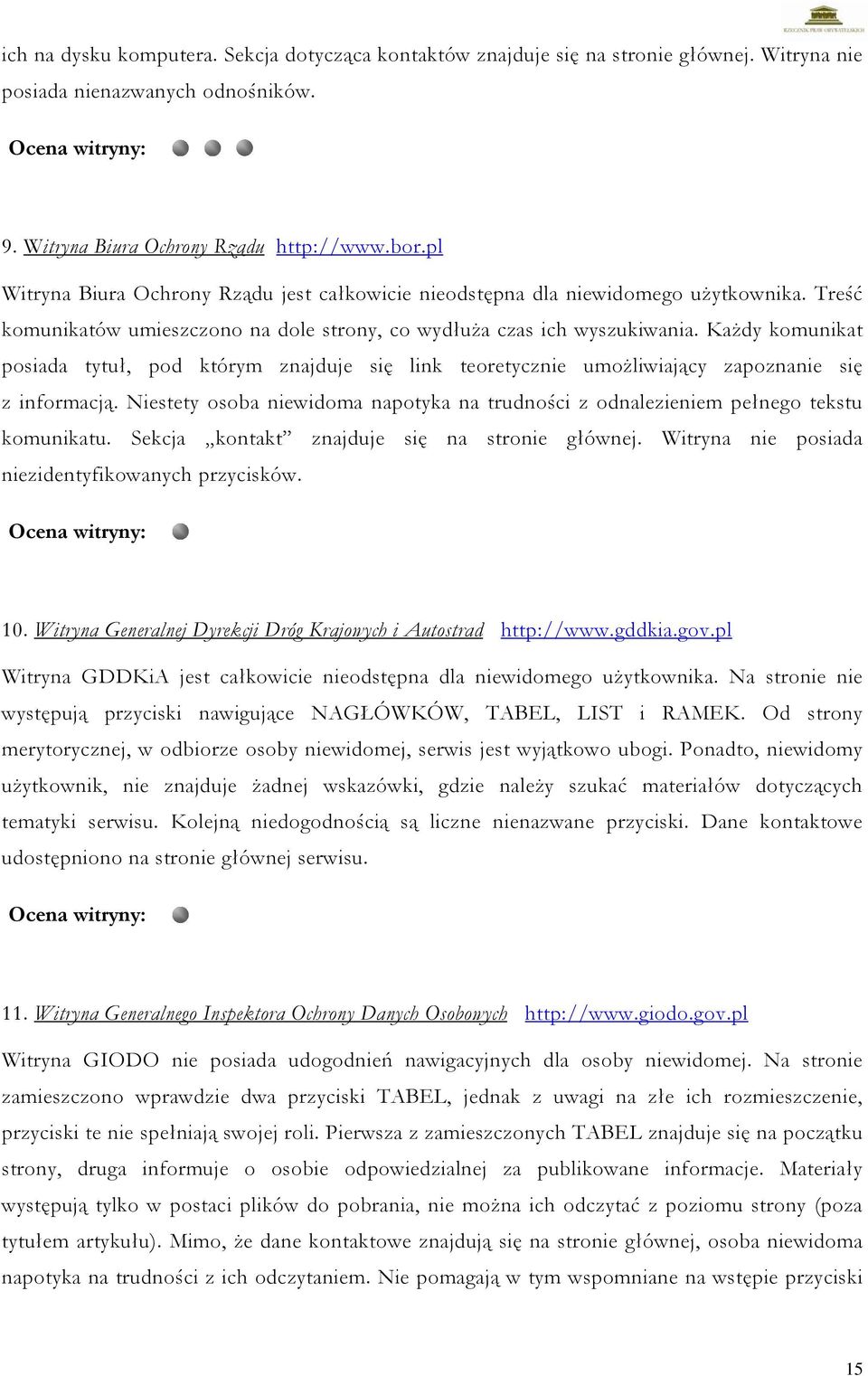 Każdy komunikat posiada tytuł, pod którym znajduje się link teoretycznie umożliwiający zapoznanie się z informacją.