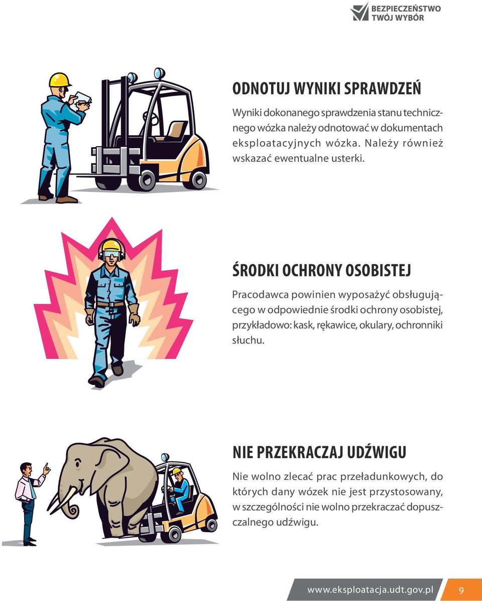 ŚRODKI OCHRONY OSOBISTEJ Pracodawca powinien wyposażyć obsługującego w odpowiednie środki ochrony osobistej, przykładowo: kask,