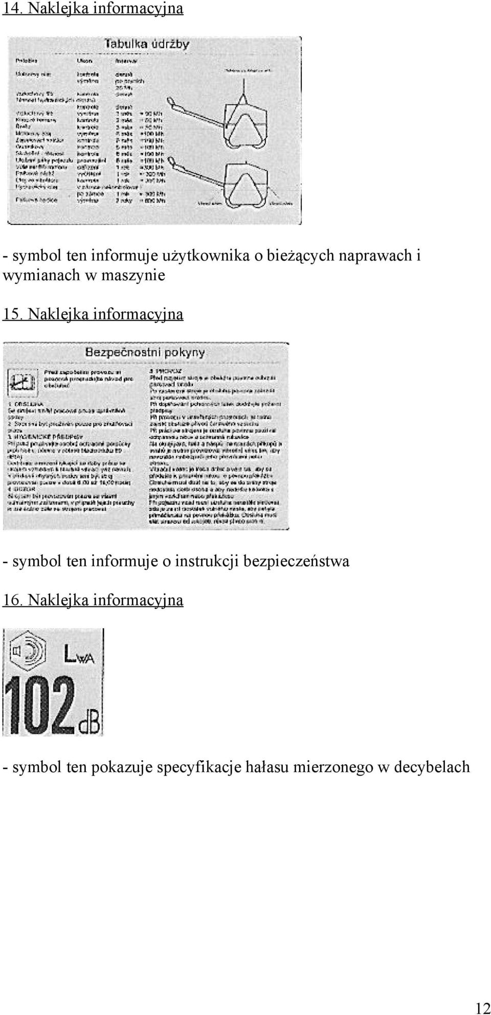 Naklejka informacyjna - symbol ten informuje o instrukcji