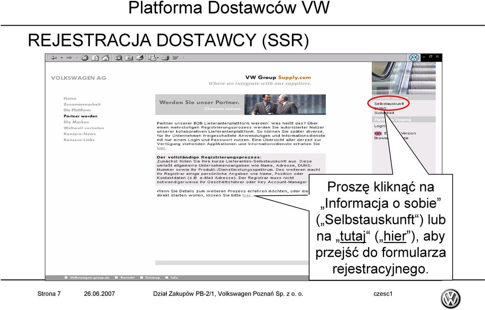 przejść do formularza rejestracyjnego. Strona 7 26.06.