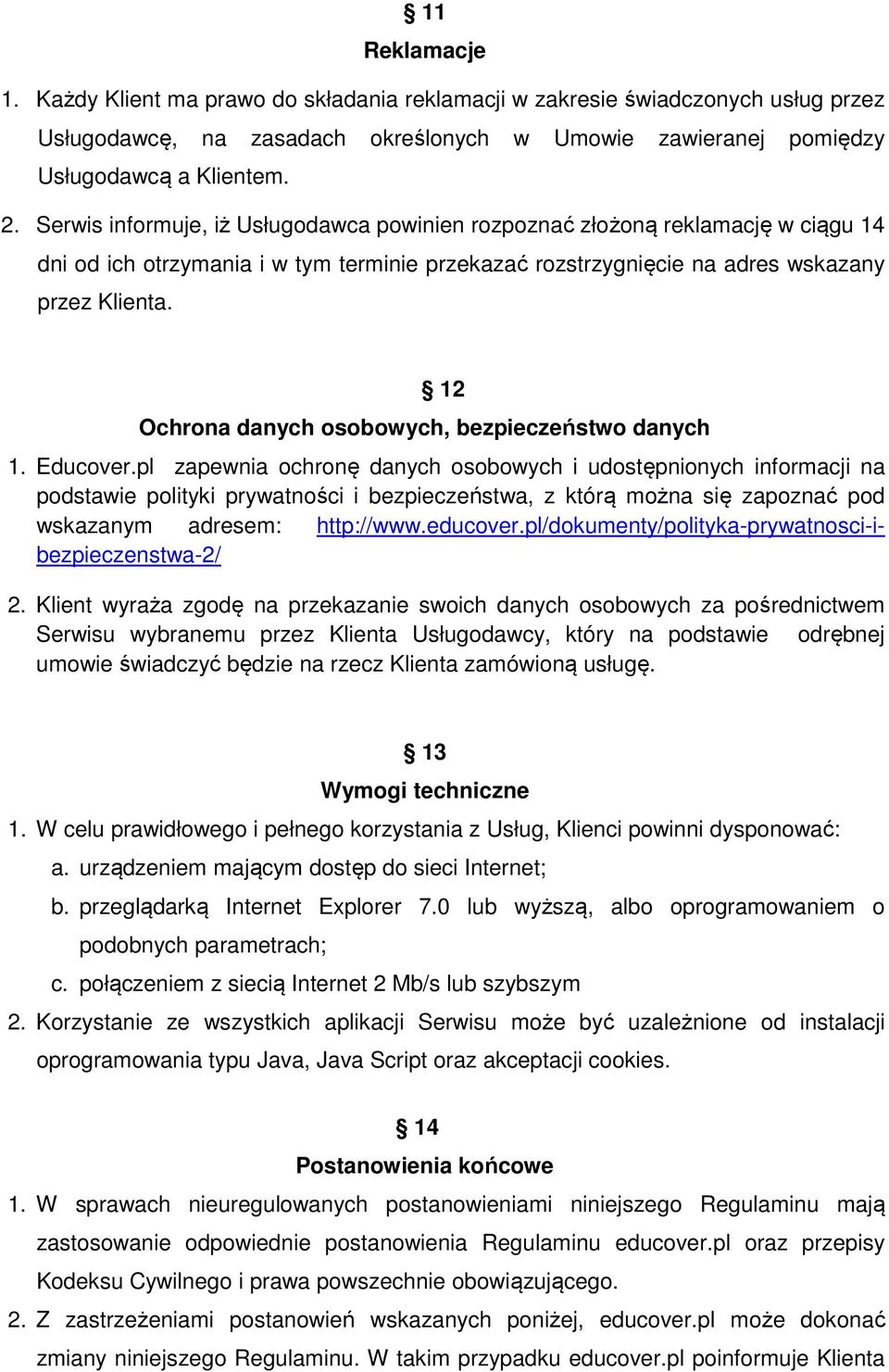 12 Ochrona danych osobowych, bezpieczeństwo danych 1. Educover.