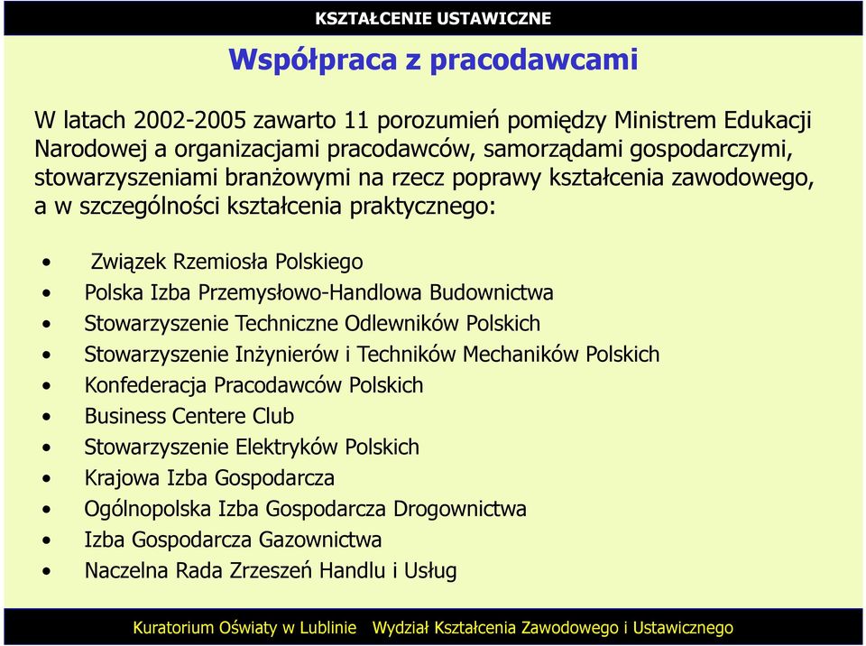 Przemysłowo-Handlowa Budownictwa Stowarzyszenie Techniczne Odlewników Polskich Stowarzyszenie InŜynierów i Techników Mechaników Polskich Konfederacja Pracodawców