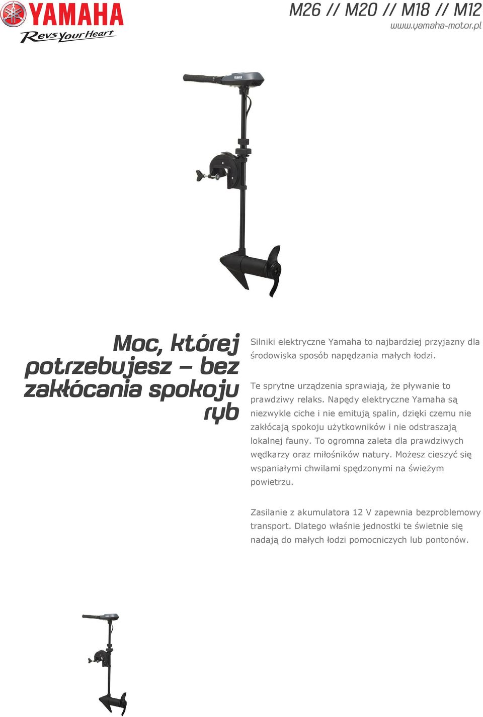 Napędy elektryczne Yamaha są niezwykle ciche i nie emitują spalin, dzięki czemu nie zakłócają spokoju użytkowników i nie odstraszają lokalnej fauny.