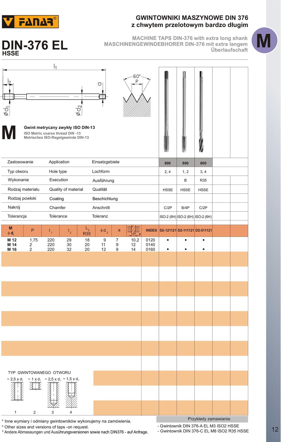 eschichtung Nakrój Chamfer Anschnitt /4P ISO- (H) ISO- (H) ISO- (H) 4 L P l l a,5 30 3 0, 4 D- D- D-5 0 040 00 ~,5 x d ~ x d ~,5 x d ~,5 x d 3 4 * Other sizes