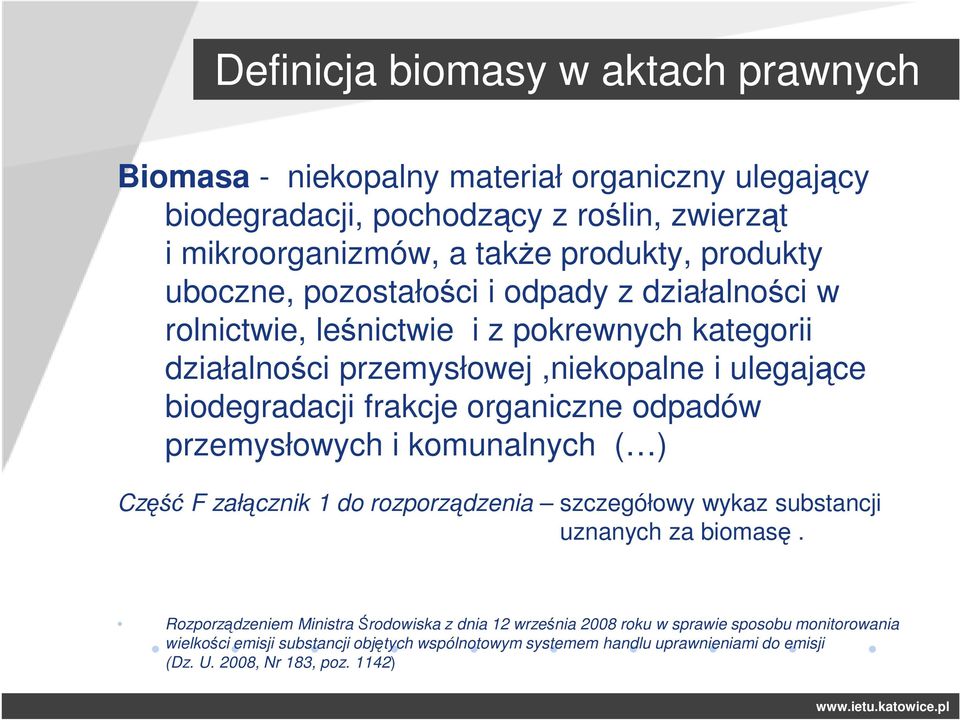 organiczne odpadów przemysłowych i komunalnych ( ) Część F załącznik 1 do rozporządzenia szczegółowy wykaz substancji uznanych za biomasę.