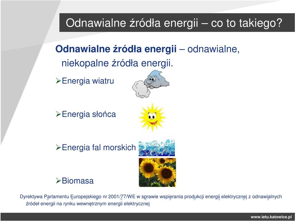 Energia wiatru Energia słońca Energia fal morskich Biomasa Dyrektywa Parlamentu