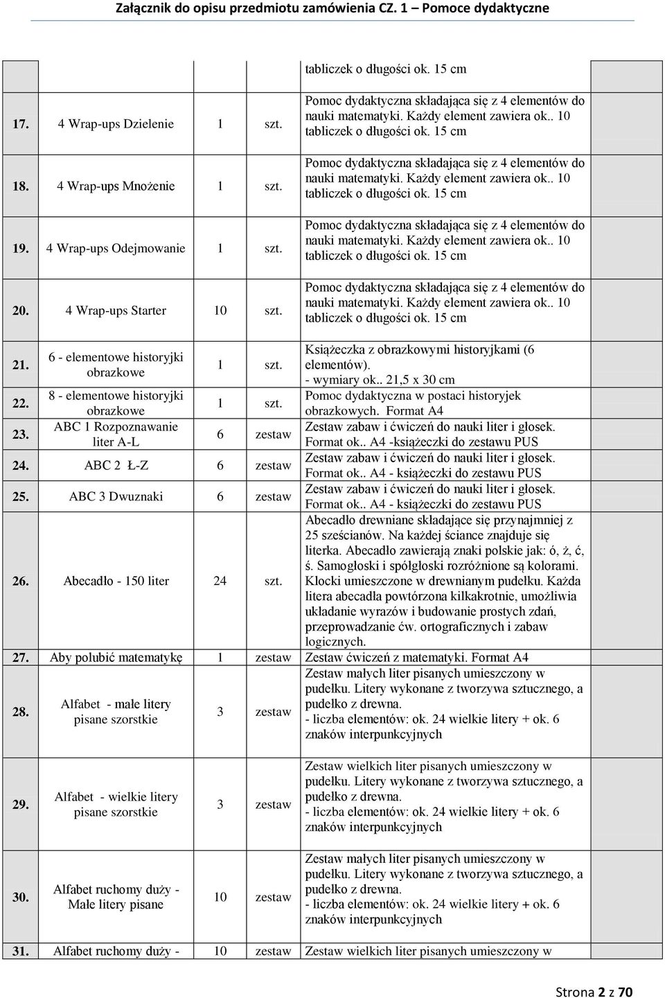 Każdy element zawiera ok.. 10 tabliczek o długości ok. 15 cm  Każdy element zawiera ok.. 10 tabliczek o długości ok. 15 cm 21. 22. 23.