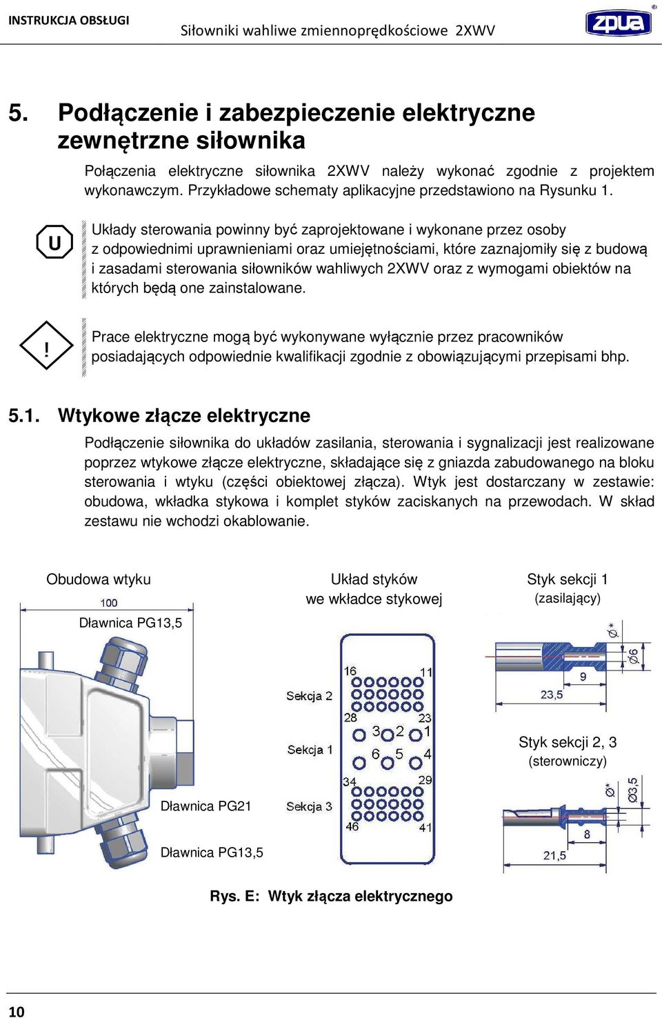 U Układy sterowania powinny być zaprojektowane i wykonane przez osoby z odpowiednimi uprawnieniami oraz umiejętnościami, które zaznajomiły się z budową i zasadami sterowania siłowników wahliwych 2XWV