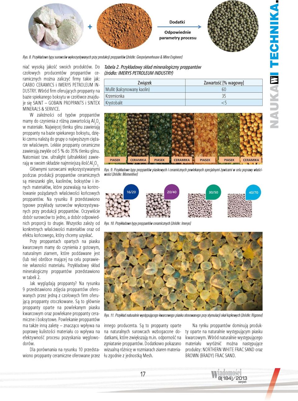 Wśród firm oferujących proppanty na bazie spiekanego boksytu w czołówce znajduje się SAINT GOBAIN PROPPANTS i SINTEX MINERALS & SERVICE.