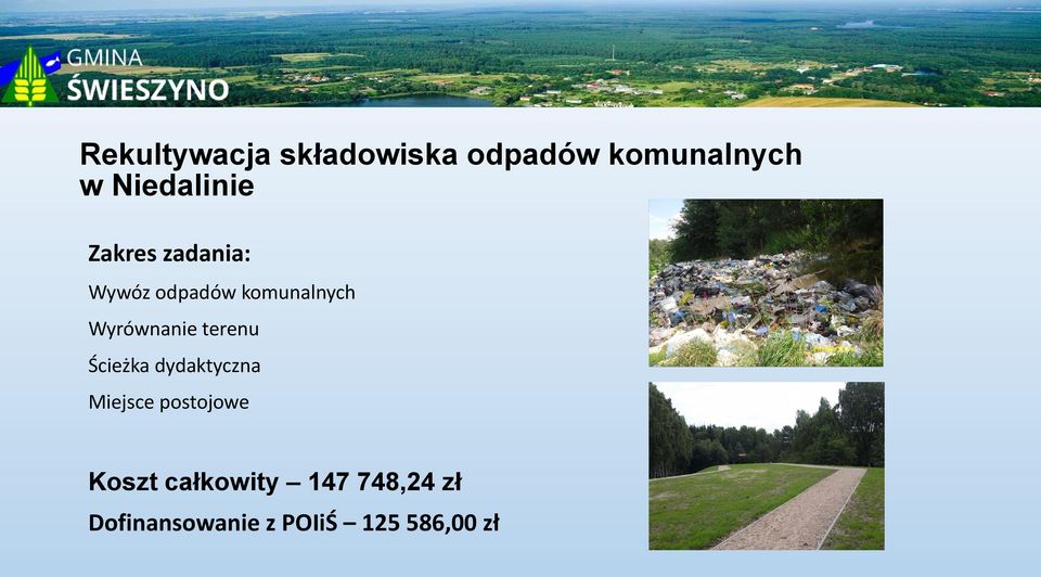 terenu Ścieżka dydaktyczna Miejsce postojowe Koszt