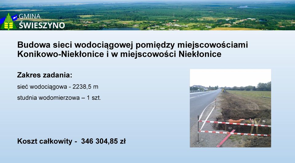 miejscowości Niekłonice sieć wodociągowa -