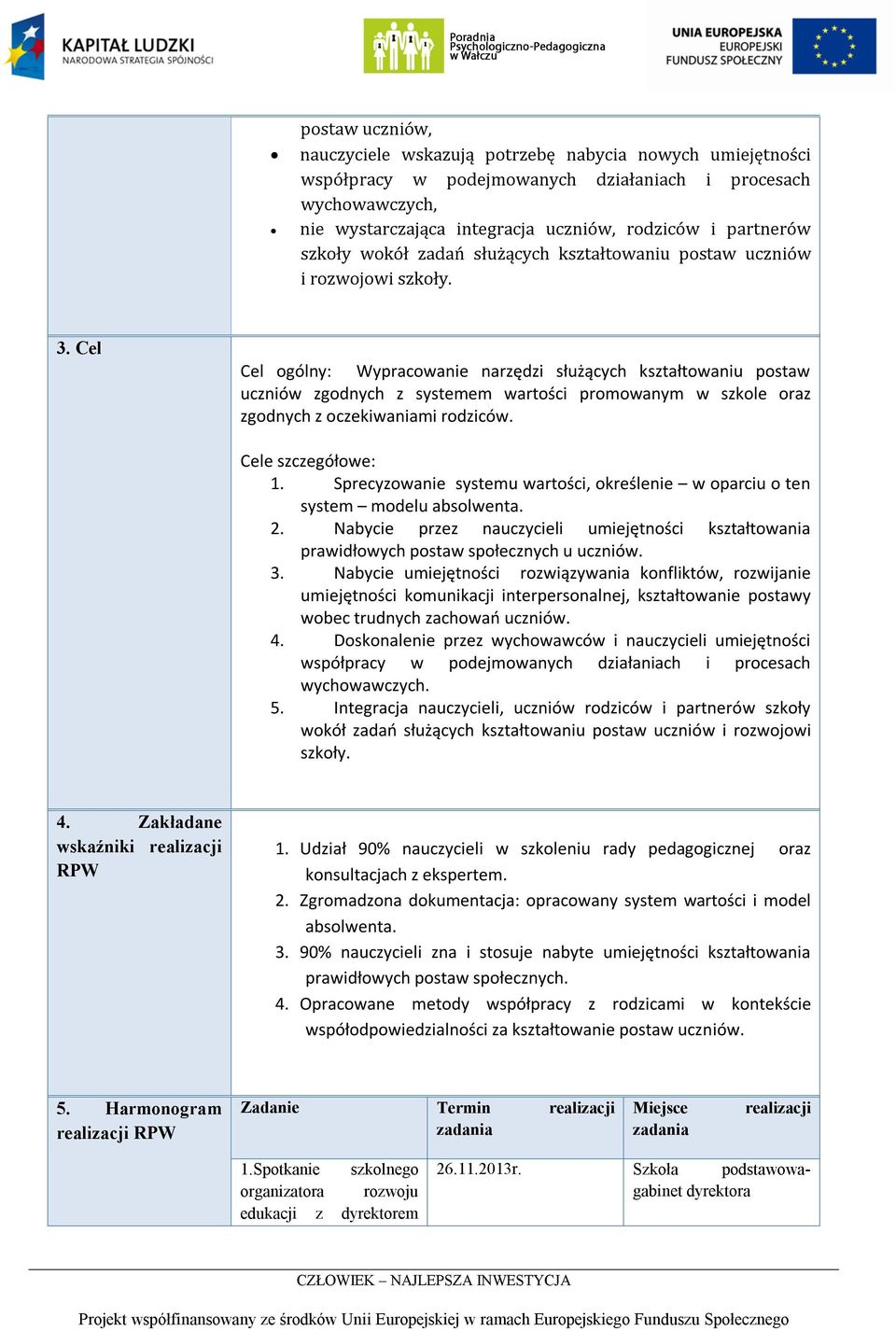 Cel Cel ogólny: Wypracowanie narzędzi służących kształtowaniu postaw uczniów zgodnych z systemem wartości promowanym w szkole oraz zgodnych z oczekiwaniami rodziców. Cele szczegółowe: 1.