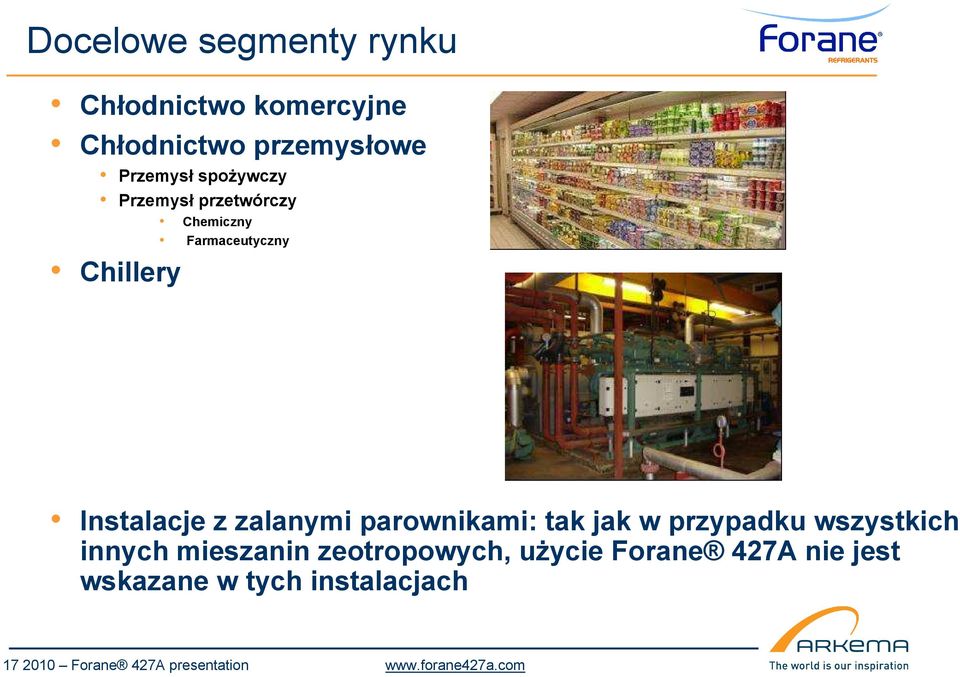 parownikami: tak jak w przypadku wszystkich innych mieszanin zeotropowych, użycie