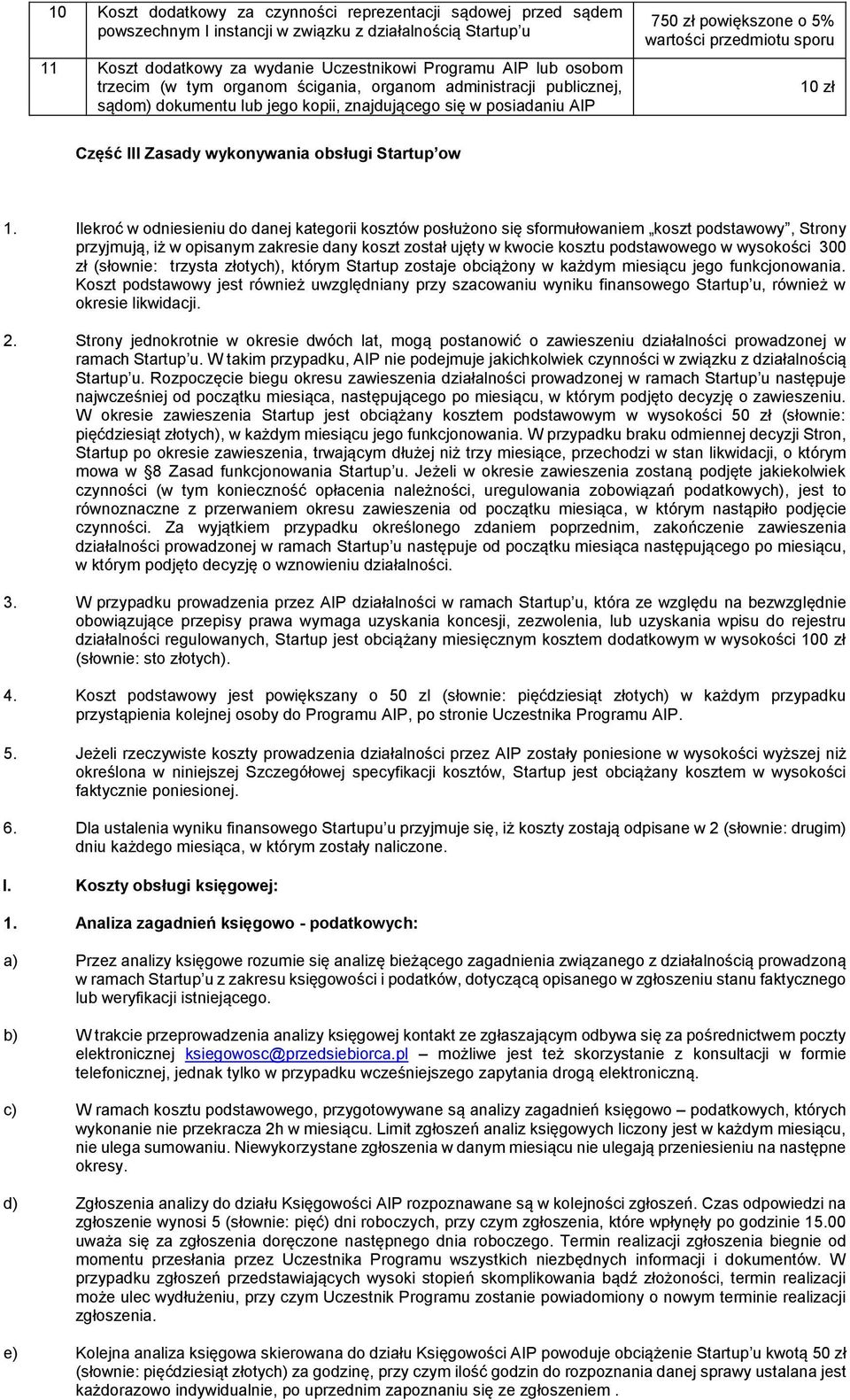 Zasady wykonywania obsługi Startup ow 1.