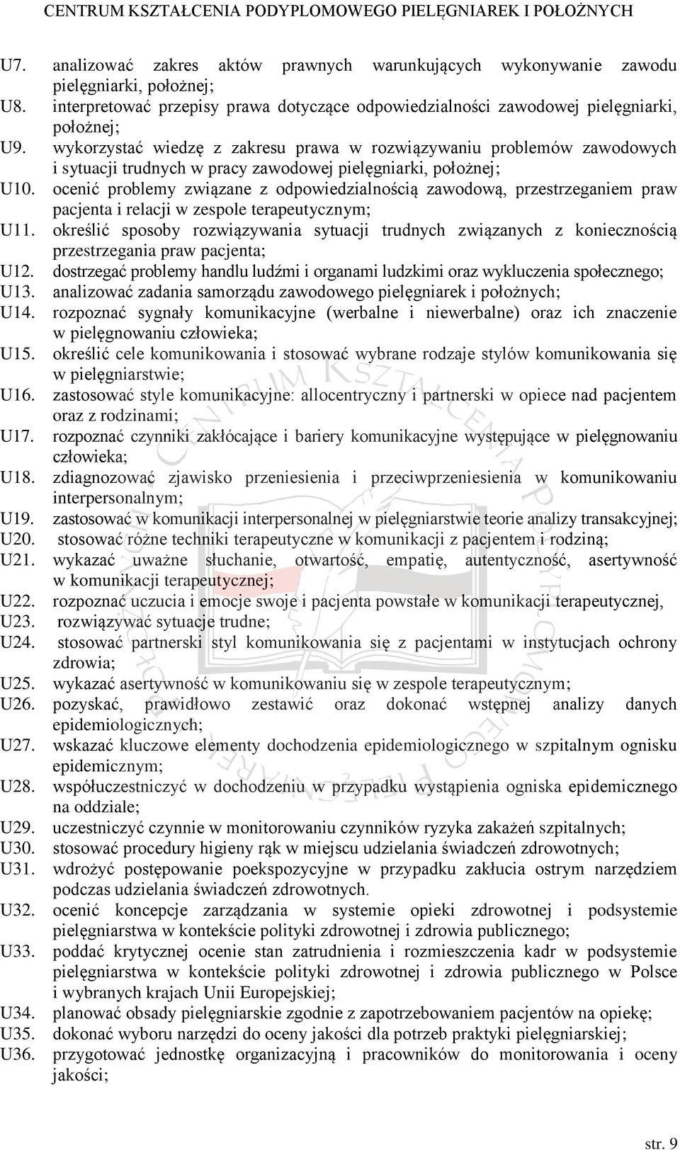 ocenić problemy związane z odpowiedzialnością zawodową, przestrzeganiem praw pacjenta i relacji w zespole terapeutycznym; U11.