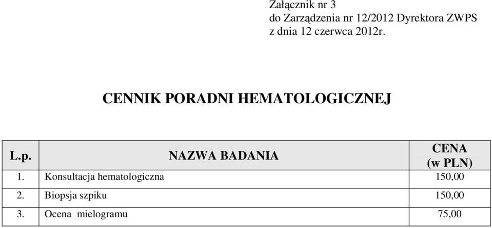 Konsultacja hematologiczna 150,00 2.