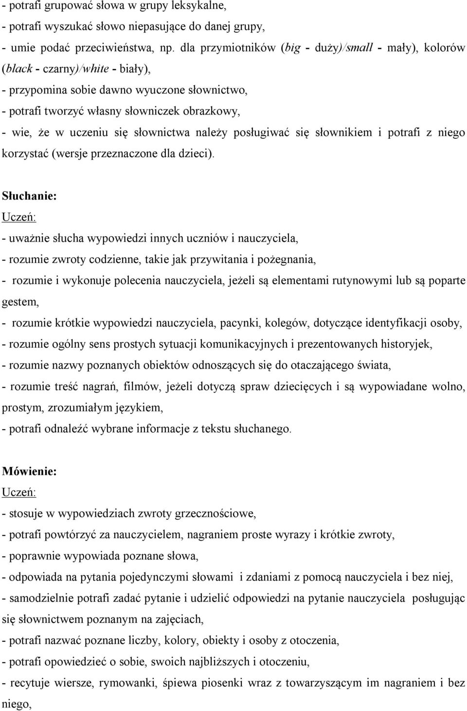 się słownictwa należy posługiwać się słownikiem i potrafi z niego korzystać (wersje przeznaczone dla dzieci).