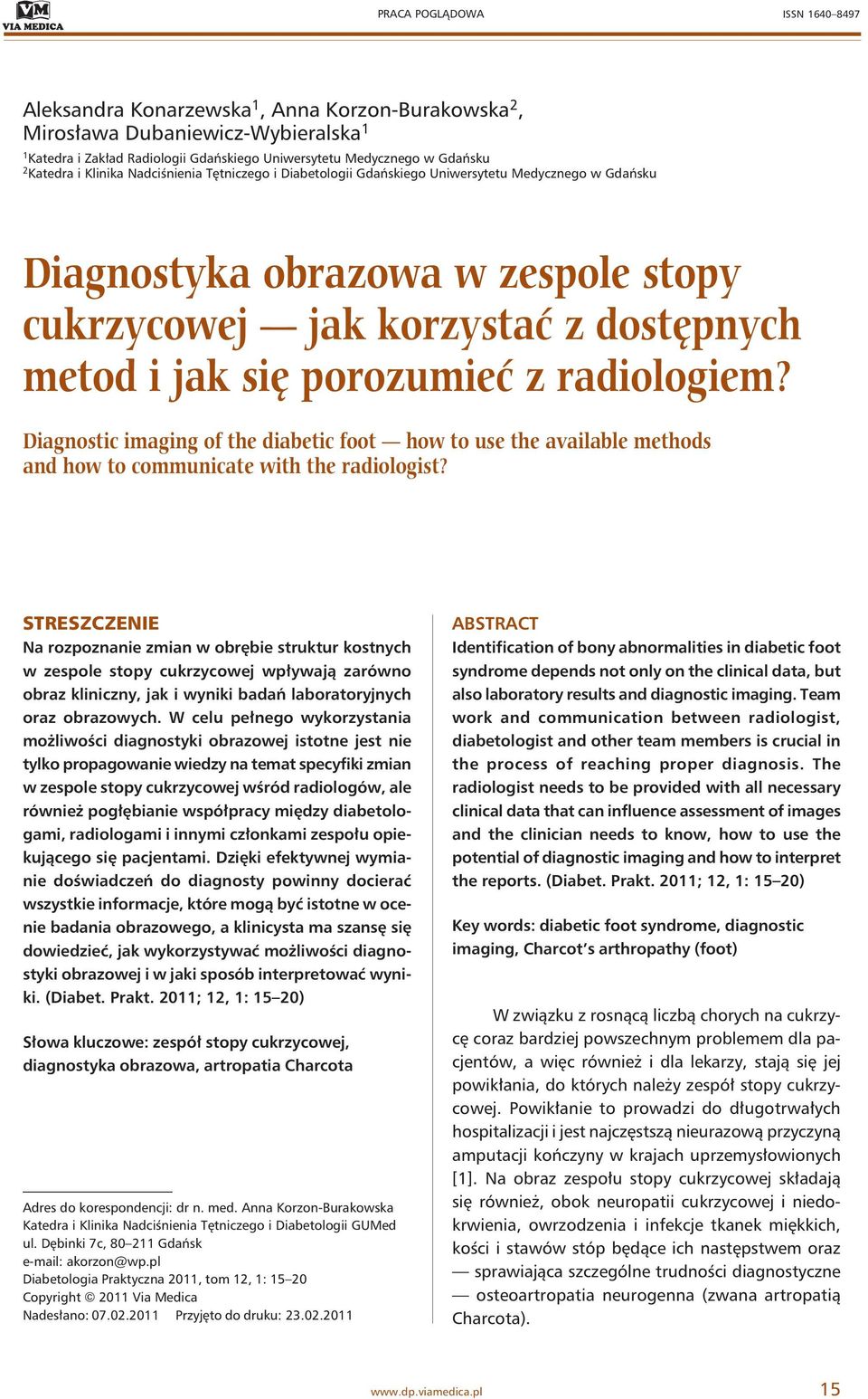porozumieć z radiologiem? Diagnostic imaging of the diabetic foot how to use the available methods and how to communicate with the radiologist?