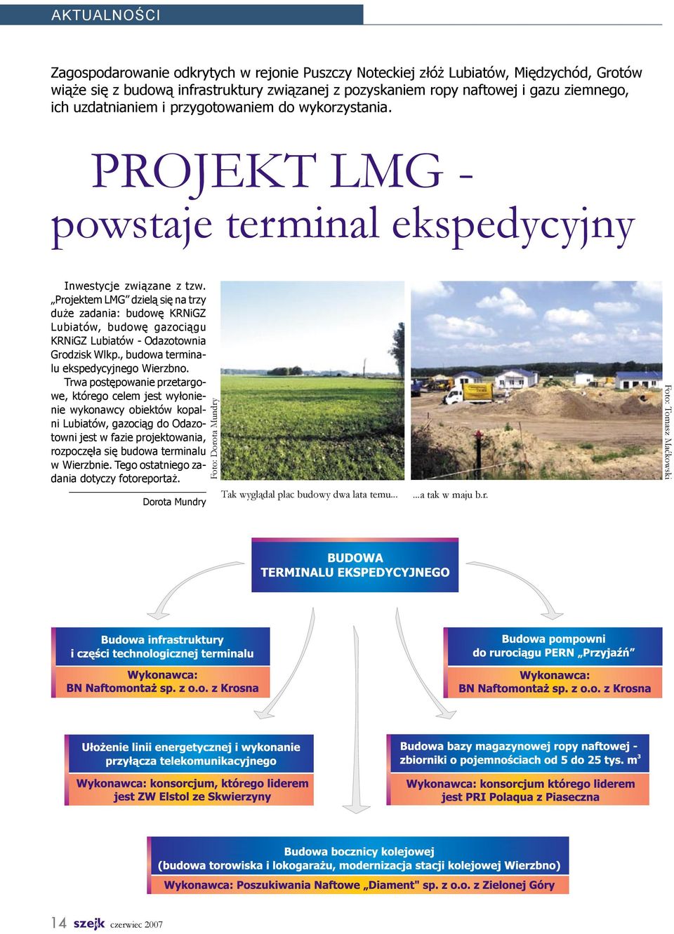Projektem LMG dzielą się na trzy duże zadania: budowę KRNiGZ Lubiatów, budowę gazociągu KRNiGZ Lubiatów - Odazotownia Grodzisk Wlkp., budowa terminalu ekspedycyjnego Wierzbno.