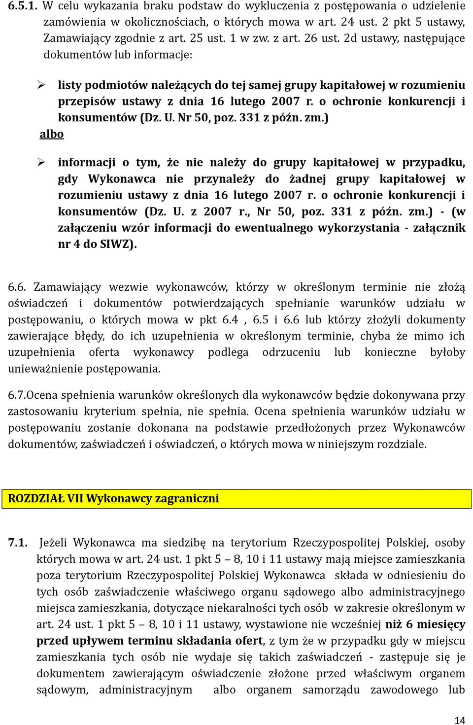 o ochronie konkurencji i konsumentów (Dz. U. Nr 50, poz. 331 z późn. zm.