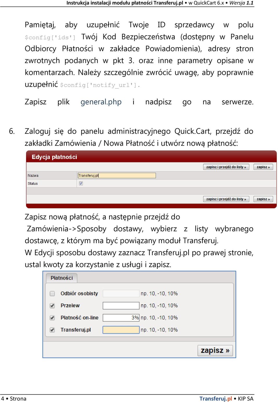 Zaloguj się do panelu administracyjnego Quick.