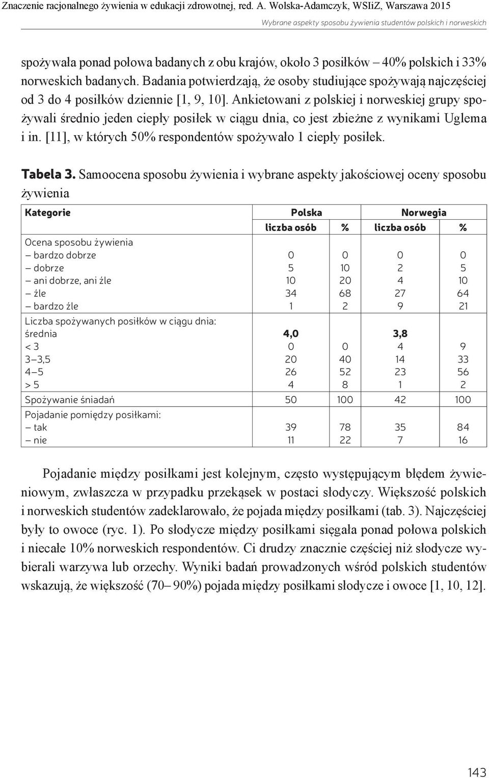 badanych. Badania potwierdzają, że osoby studiujące spożywają najczęściej od 3 do 4 posiłków dziennie [1, 9, 1].