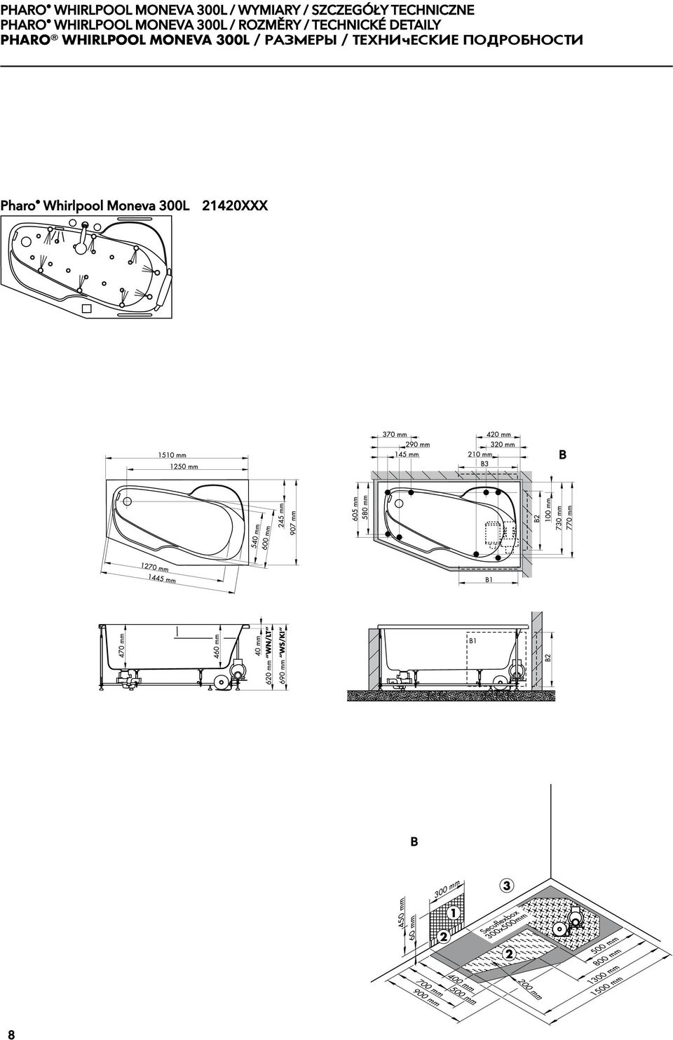 technické detaily Pharo Whirlpool Moneva 300L /