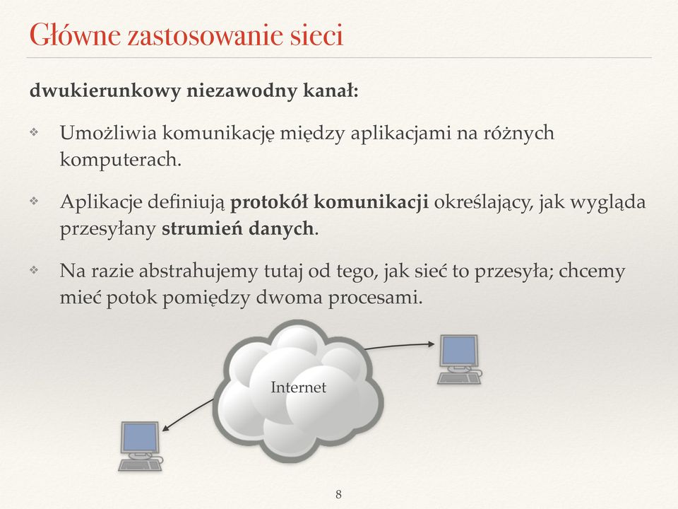 Aplikacje definiują protokół komunikacji określający, jak wygląda przesyłany