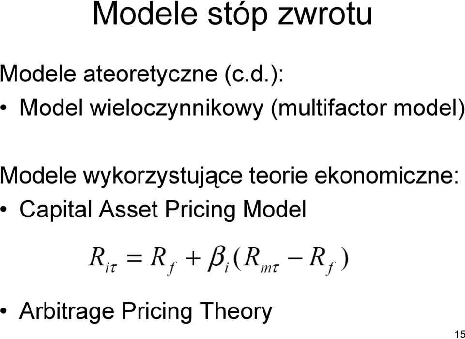 model) Modele wykorzystujące teorie