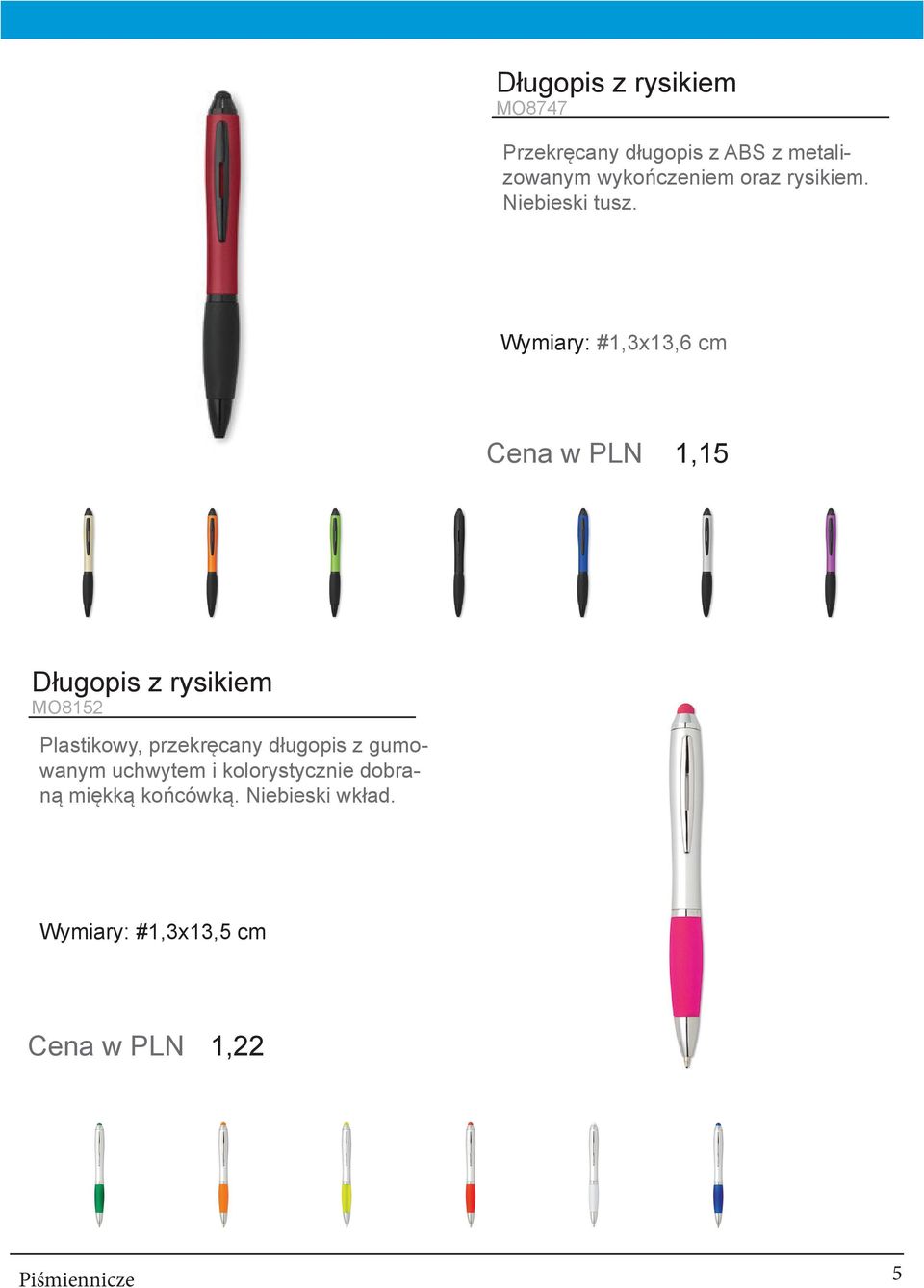 Wymiary: #1,3x13,6 cm Cena w PLN 1,15 Długopis z rysikiem MO8152 Plastikowy,