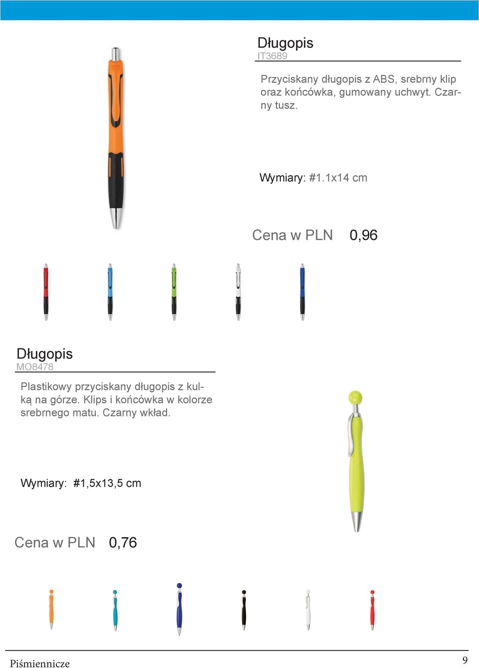 1x14 cm Cena w PLN 0,96 Długopis MO8478 Plastikowy przyciskany długopis z