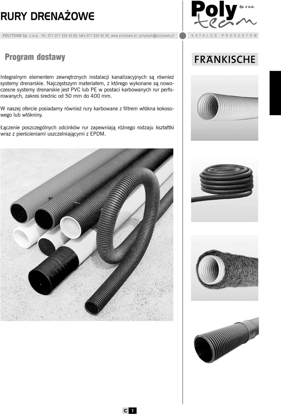 perforowanych, zakres średnic od 50 mm do 400 mm.