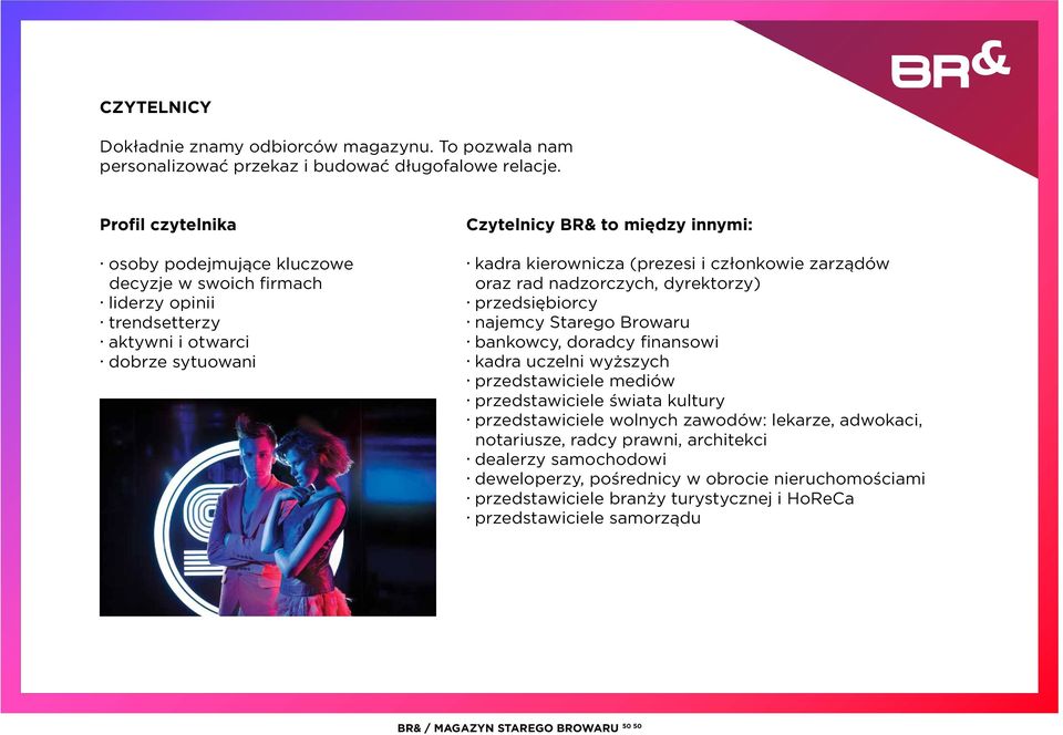 (prezesi i członkowie zarządów oraz rad nadzorczych, dyrektorzy) przedsiębiorcy najemcy Starego Browaru bankowcy, doradcy finansowi kadra uczelni wyższych przedstawiciele mediów