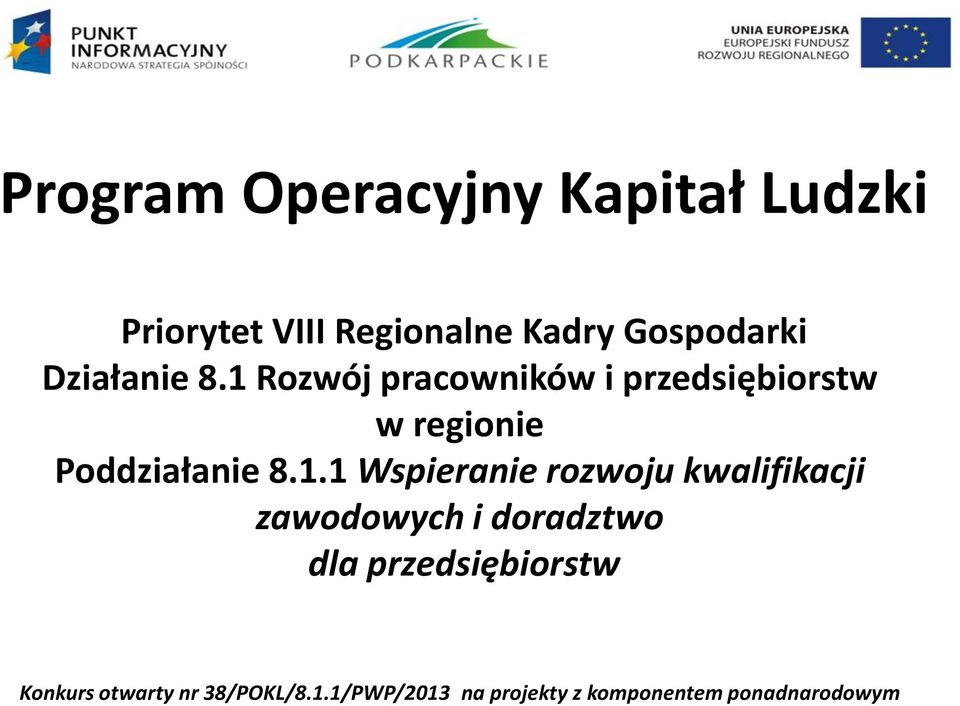 Rozwój pracowników i przedsiębiorstw w regionie Poddziałanie 8.1.