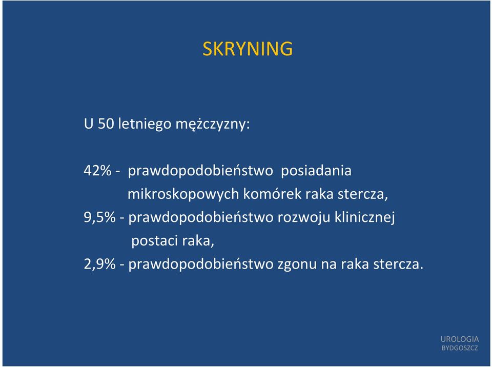 stercza, 9,5% -prawdopodobieństwo rozwoju klinicznej