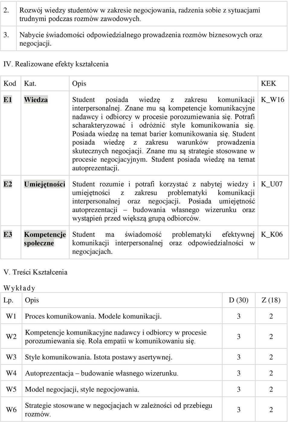 Opis KEK E1 Wiedza Student posiada wiedzę z zakresu komunikacji interpersonalnej. Znane mu są kompetencje komunikacyjne nadawcy i odbiorcy w procesie porozumiewania się.