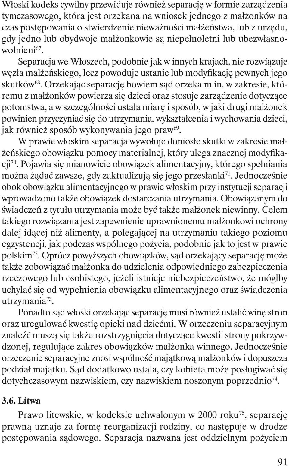 Separacja we Włoszech, podobnie jak w inn