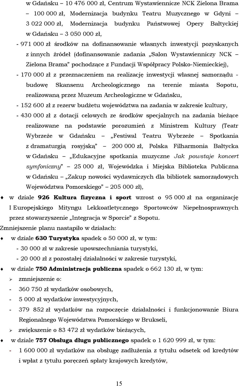 Polsko-Niemieckiej), - 170 000 zł z przeznaczeniem na realizację inwestycji własnej samorządu - budowę Skansenu Archeologicznego na terenie miasta Sopotu, realizowaną przez Muzeum Archeologiczne w