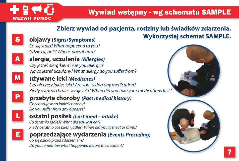 Na co jesteś uczulony? What allergy do you suffer from? używane leki (Medicines) Czy bierzesz jakieś leki? Are you taking any medication? Kiedy ostatnio brałeś swoje leki?