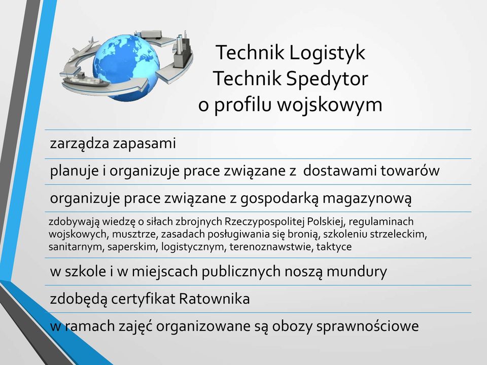 wojskowych, musztrze, zasadach posługiwania się bronią, szkoleniu strzeleckim, sanitarnym, saperskim, logistycznym,