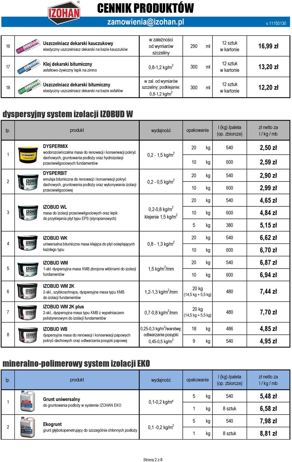 0,8-, kg/m 00 ml sztuk w kartonie,0 zł 8 Uszczelniacz dekarski bitumiczny elastyczny uszczelniacz dekarski na bazie asfaltów w zal.