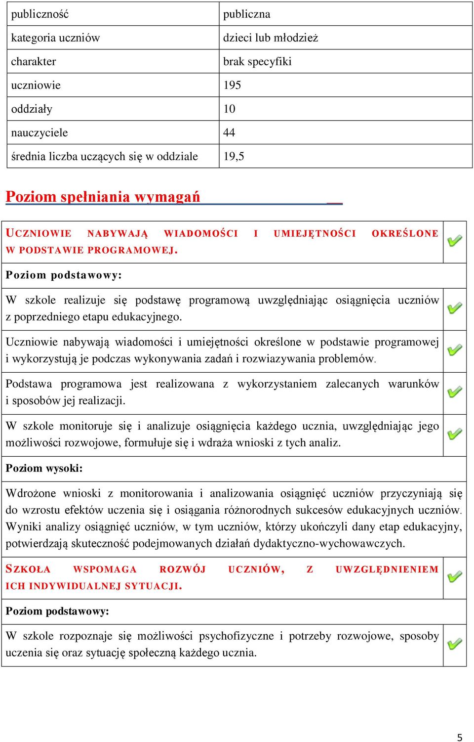 Uczniowie nabywają wiadomości i umiejętności określone w podstawie programowej i wykorzystują je podczas wykonywania zadań i rozwiazywania problemów.