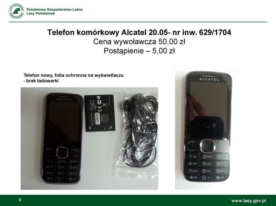Postąpienie 5,00 zł Telefon nowy, folia