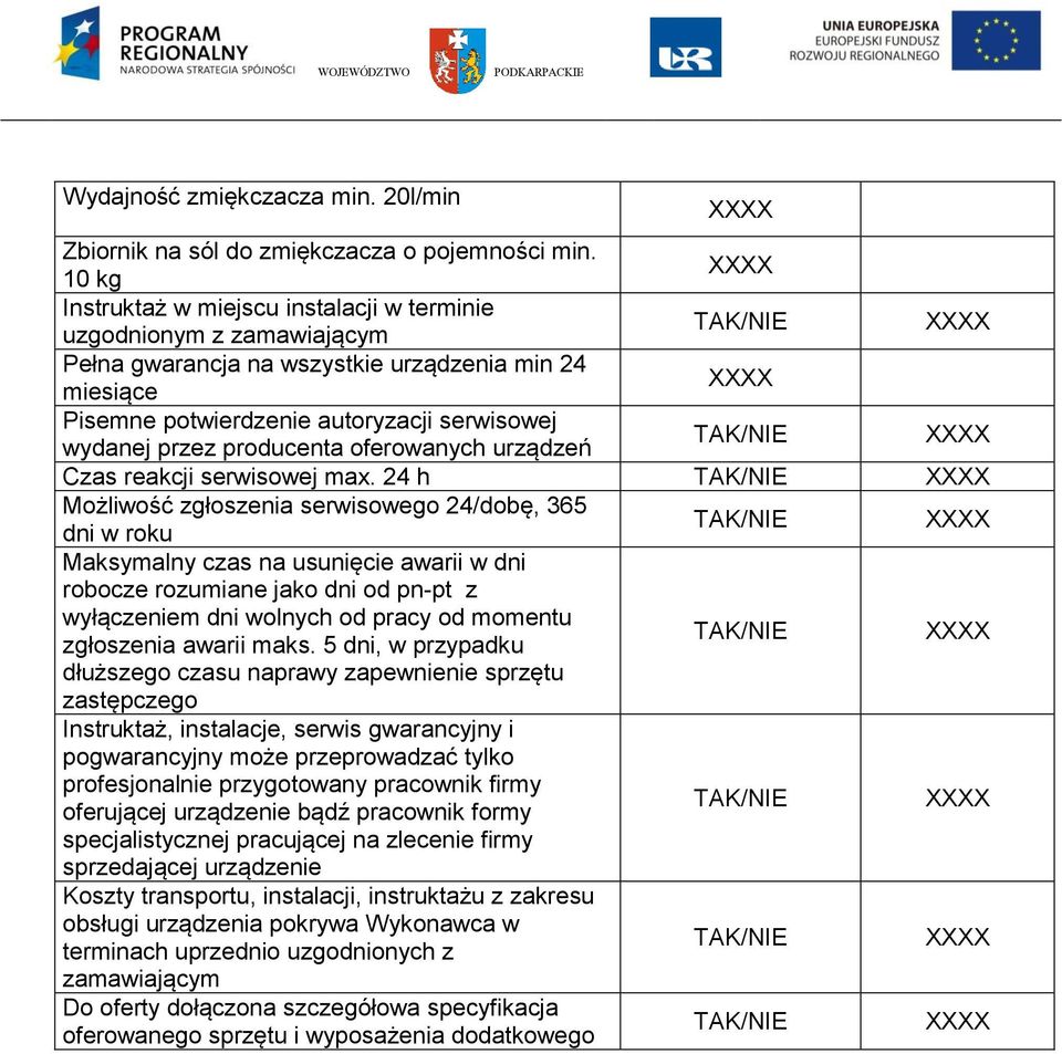 24 h Maksymalny czas na usunięcie awarii w dni robocze rozumiane jako dni od pn-pt z wyłączeniem dni wolnych od pracy od