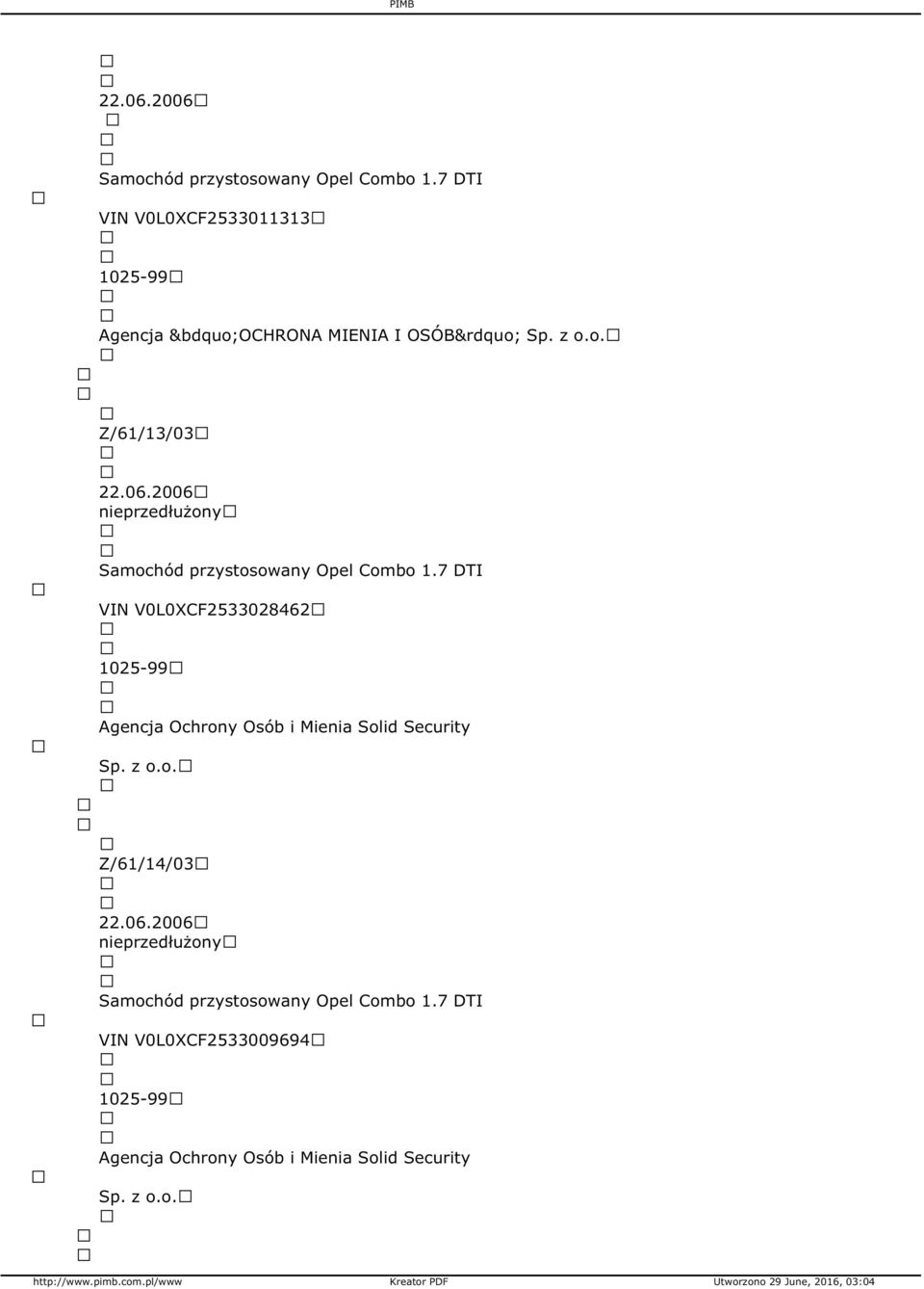 V0L0XCF2533028462 Agencja Ochrony Osób i Mienia Solid Security Z/61/14/03 7 DTI VIN